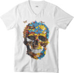 Maglietta con teschio e farfalle - V - H