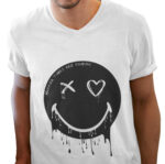 T-shirt Smiley Black - V - H - immagine 2