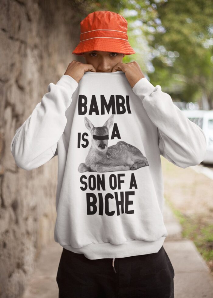 felpa-bambi-h-bianco-tondo Sweat Bambi is a son of a biche - H - immagine 2
