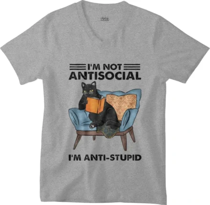 T-shirt Antisocial gris col V