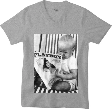 T-shirt Baby Playboy gris col V