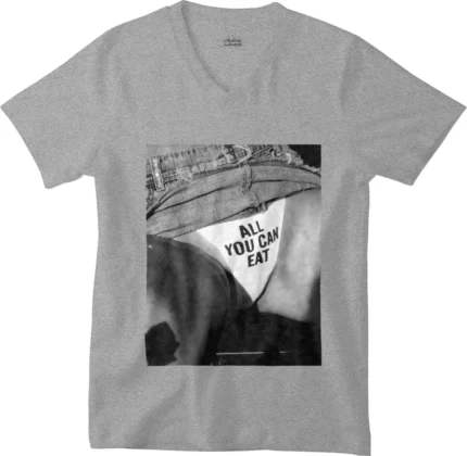 T-shirt Eat gris col V
