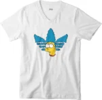 T-shirt Marge Simpson blanc col V