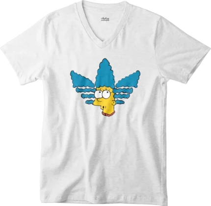 T-shirt Marge Simpson blanc col V