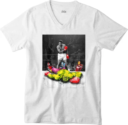 T-shirt Mohamed Ali X Hulk blanc col V