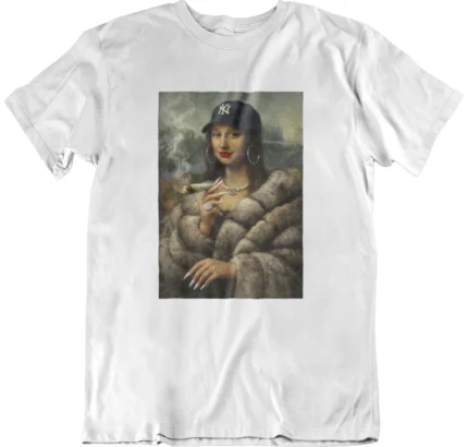 T-shirt Mona Lisa NY blanc col rond