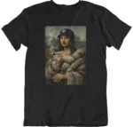 T-shirt Mona Lisa NY noir col rond