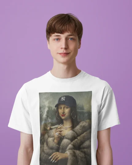 T-shirt Mona Lisa NY porté homme