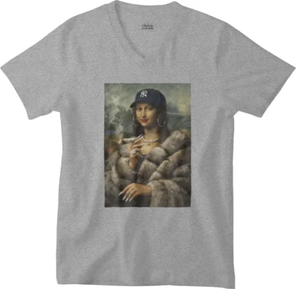 T-shirt Mona Lisa NY gris col V