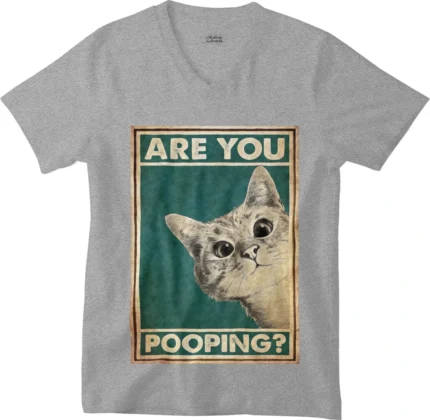 T-shirt Pooping gris col V