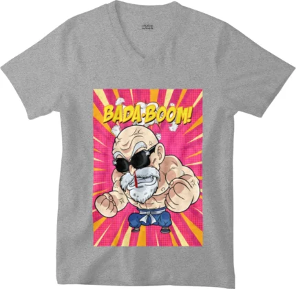 T-shirt Tortue Géniale muscles gris col V